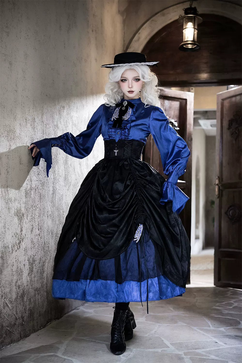 Moonnight Return - Ouji Lolita Stand Collar Shirt with Irregular Cuffs - image 11