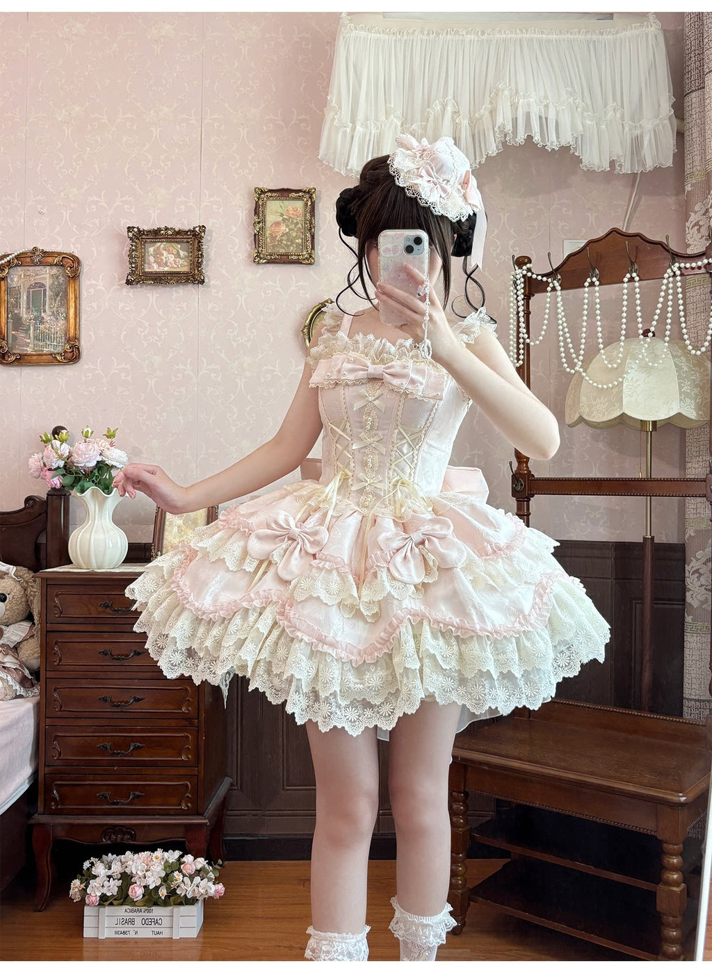 Realm of Sea Moon Sweet Lolita Jacquard JSK and Accessories - image 12