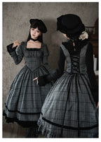 Yesterday's Epistle - Winter Classic Lolita Plaid Dress Set, Fishbone Waist - image 16