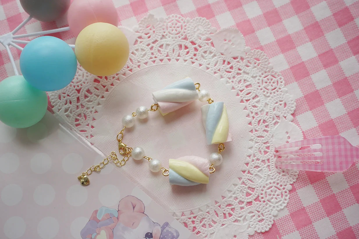 Sweet Lolita Accessories Simulated Cotton Candy Clay Bracelet Necklace - image 7