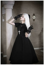 Nihil - Gothic Nun Lolita OP Dress, Irregular Hem Cape and Accessories - image 37