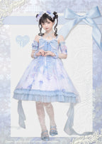 Coral Jellyfish - Sweet Lolita High-waist JSK Dress, Jellyfish & Coral Print and Accessories - image 34
