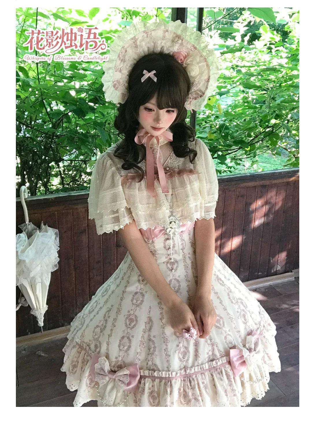 Whispers of Blossoms & Candlelight - Sweet Lolita Floral Printed JSK Dress with Bows and Accessories - image 18