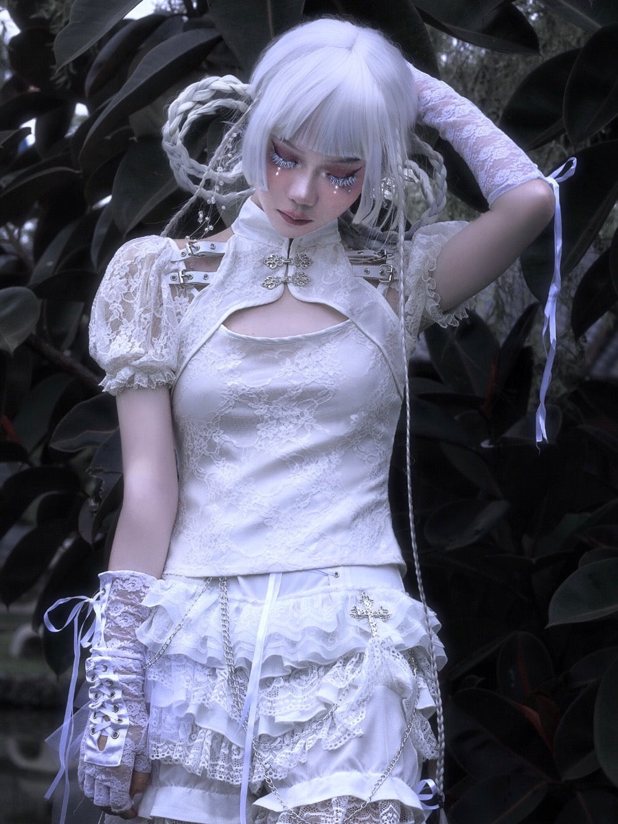 Gothic Punk Lolita Shorts and Tiered Lace Pantskirt - image 5