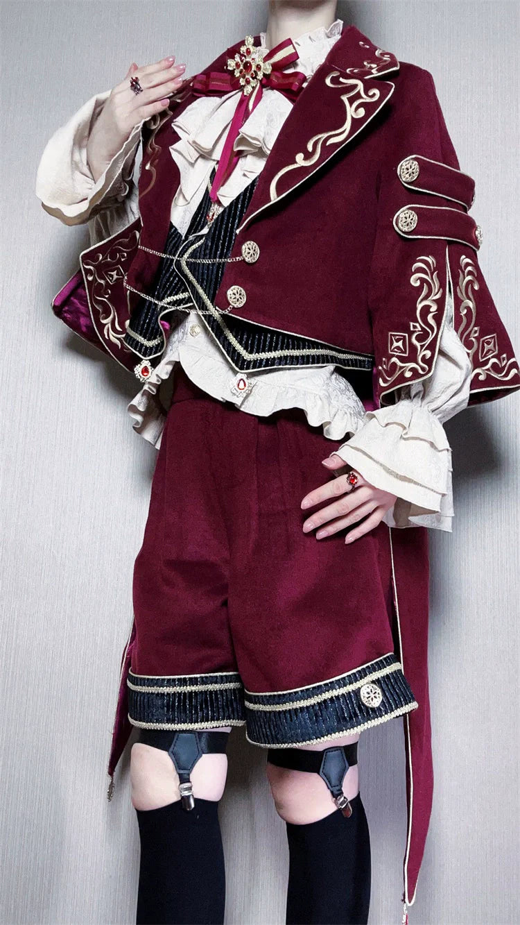 Heir - Military Ouji Lolita Blouse, Coat & Shorts Set - image 11