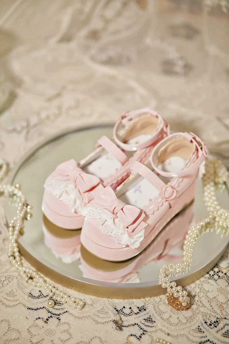 Milky Puff - Sweet Lolita Heels Shoes, Round Toe With Petite Wedge - image 2