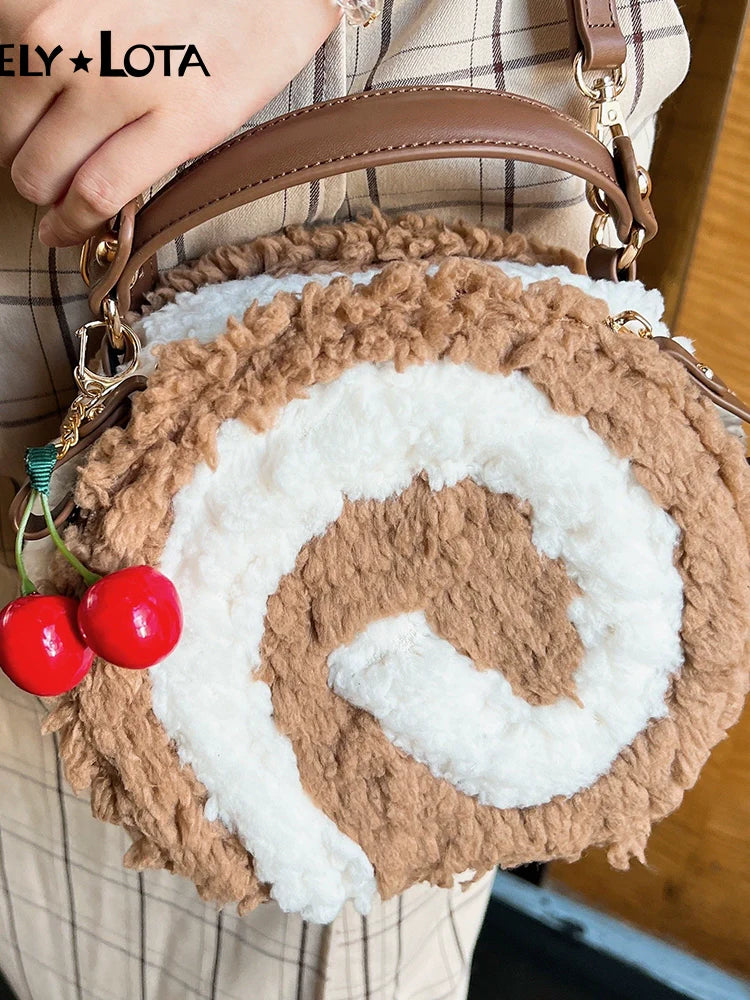 Little Swiss Roll - Cute Plush Lolita Bag, Adjustable Crossbody Strap - image 5