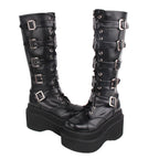 J-fashion Punk Lolita Classic Black High Boots - image 8
