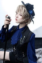Black and Blue Ouji Lolita Swallowtail Vest - image 8