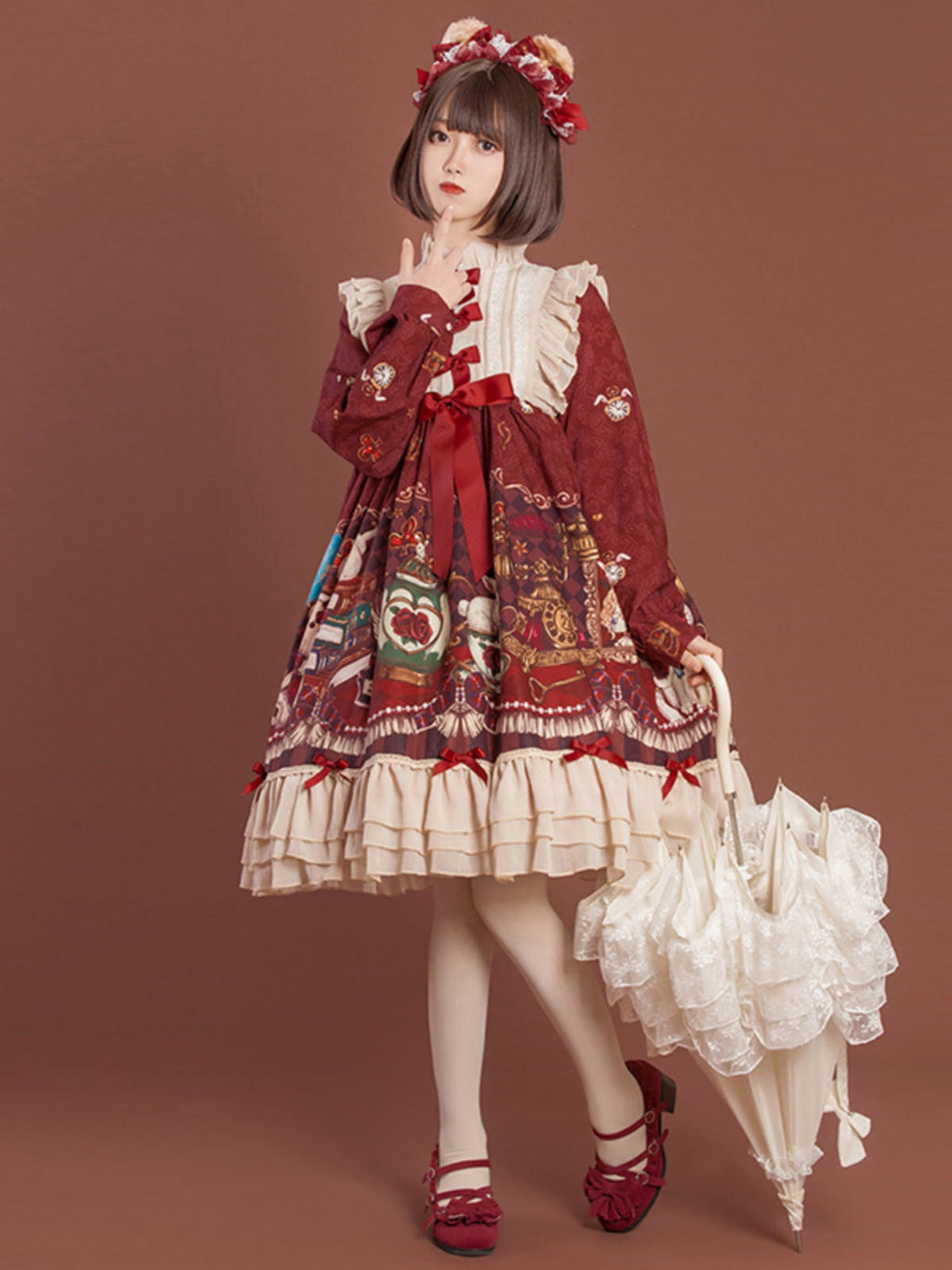 Crown Bear - Kawaii Daily Lolita Long OP Dress - image 1
