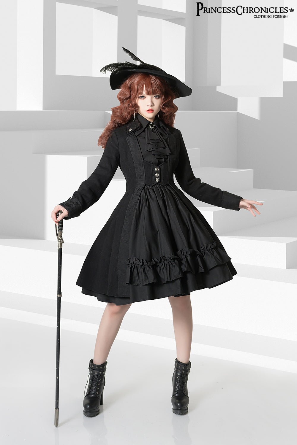 Black and Blue Retro Ouji Lolita Shirt with Mutton Sleeves - image 27
