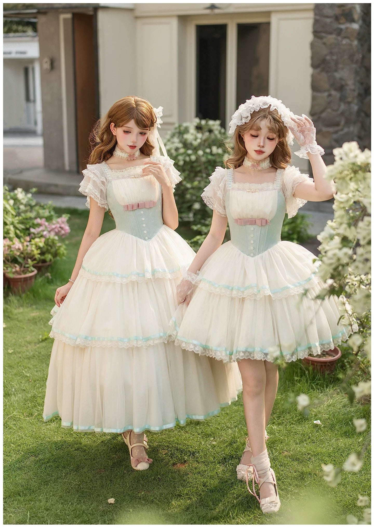 Sea Salt Soda - Classic Lolita Adjustable Corset JSK Dress, Tiered Tulle Hem - image 13
