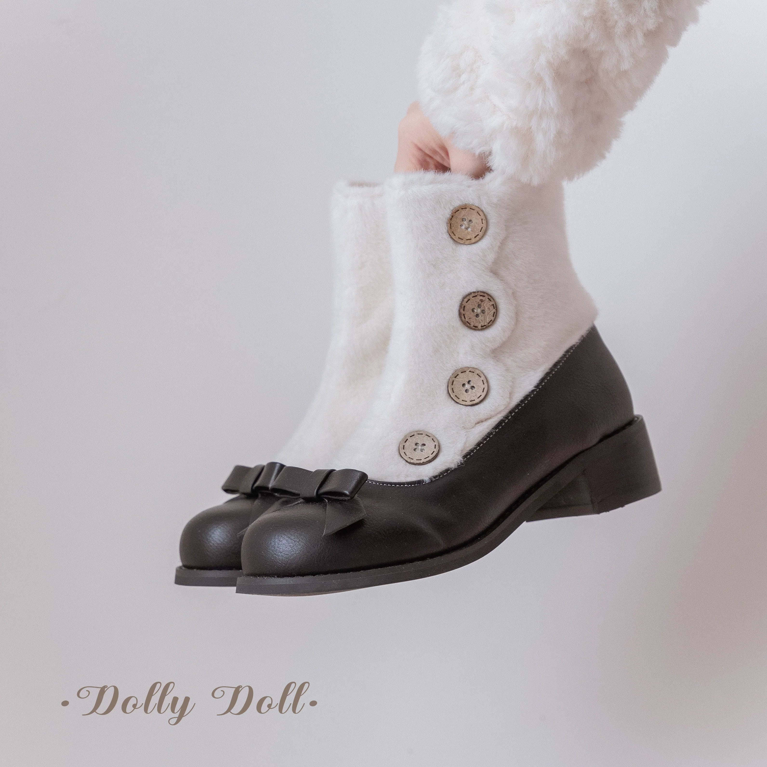 Winter Lolita Boots Fur Mary Jane Lolita Low Heel Shoes - image 93