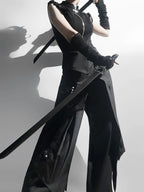 Nightblade Black Ouji Lolita Apron Pants Suit - image 6