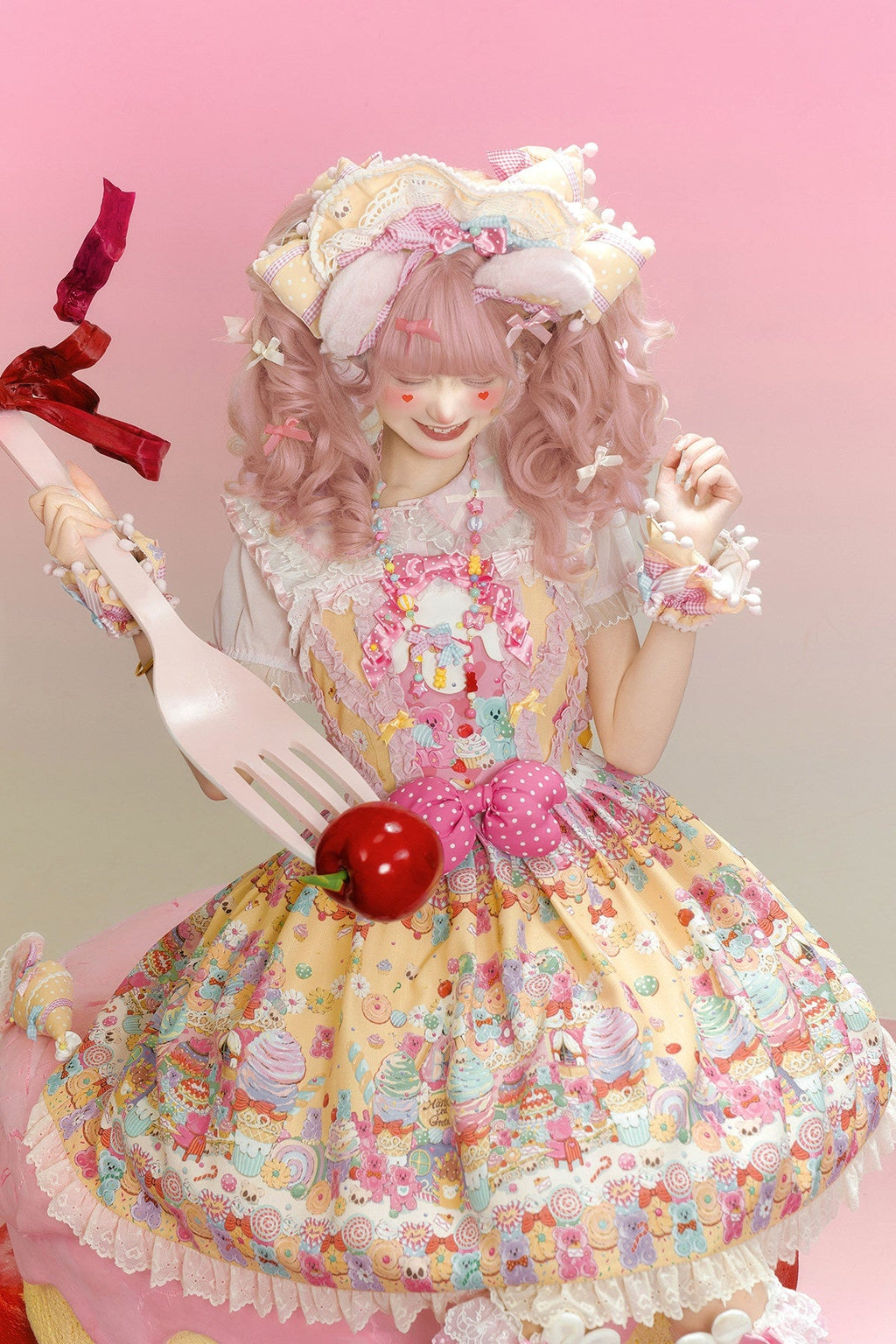 Sweet Candy House Yellow Unicorn Print Sweet Lolita Suspender JSK - image 4