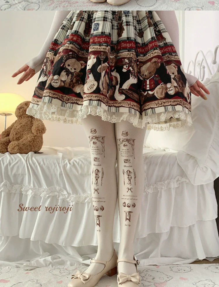 Kawaii Velvet Print Lolita Pantyhose - image 4