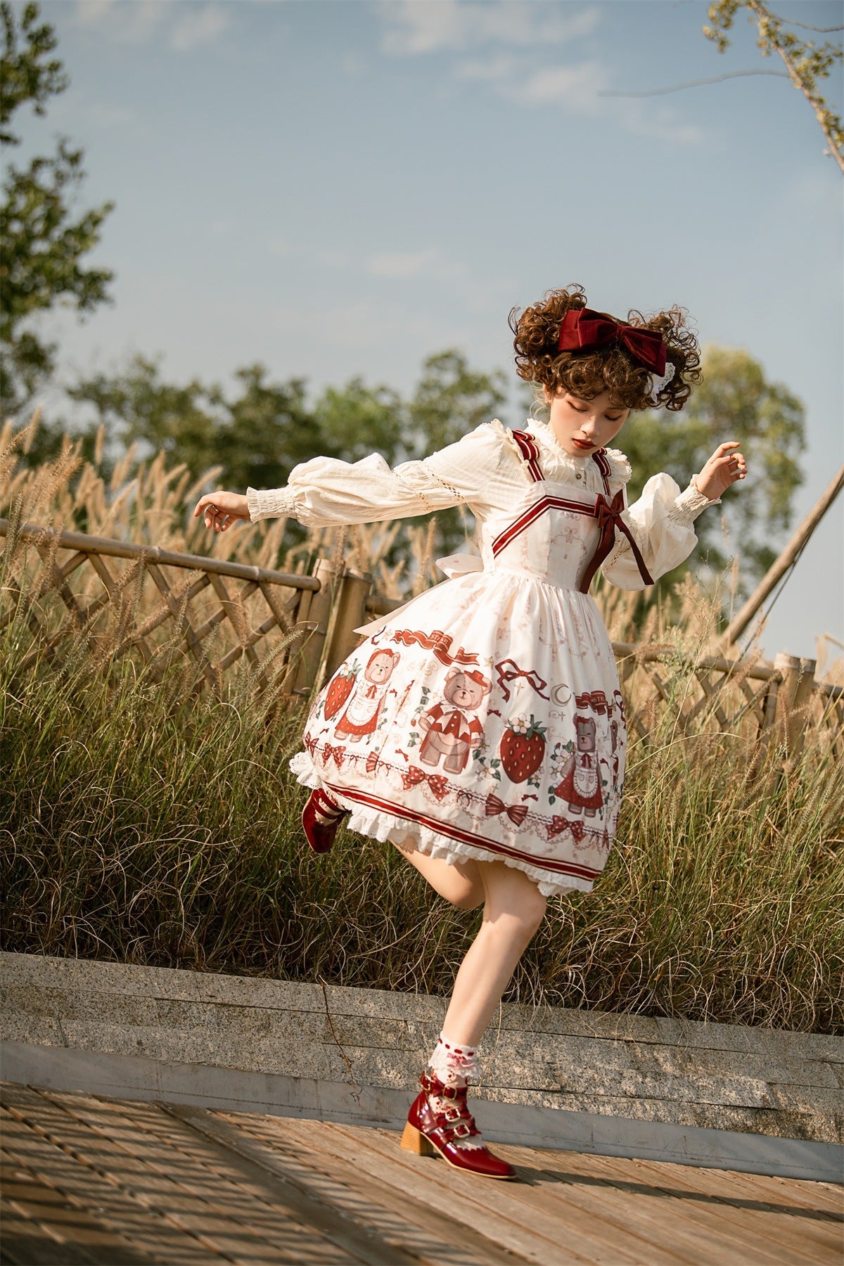 Christmas New Year Winter Lolita JSK Coat Set - image 14