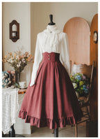 Classic Lolita A-Line Skirt, Button-Front Vest and White Blouse - image 36
