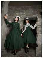 Abyss Clinic - Gothic Lolita Green Dress Set, Embroidery Accent - image 2