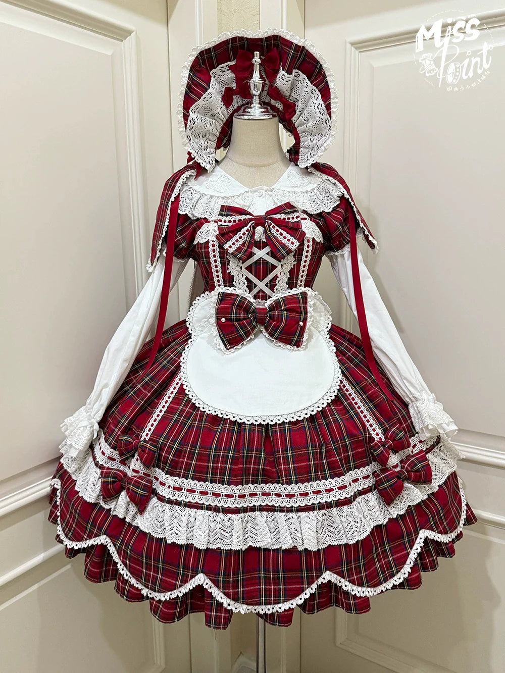 Plaid Petal Bunny - Old School Lolita Plaid OP Dress, Petal-shaped Hem - image 36