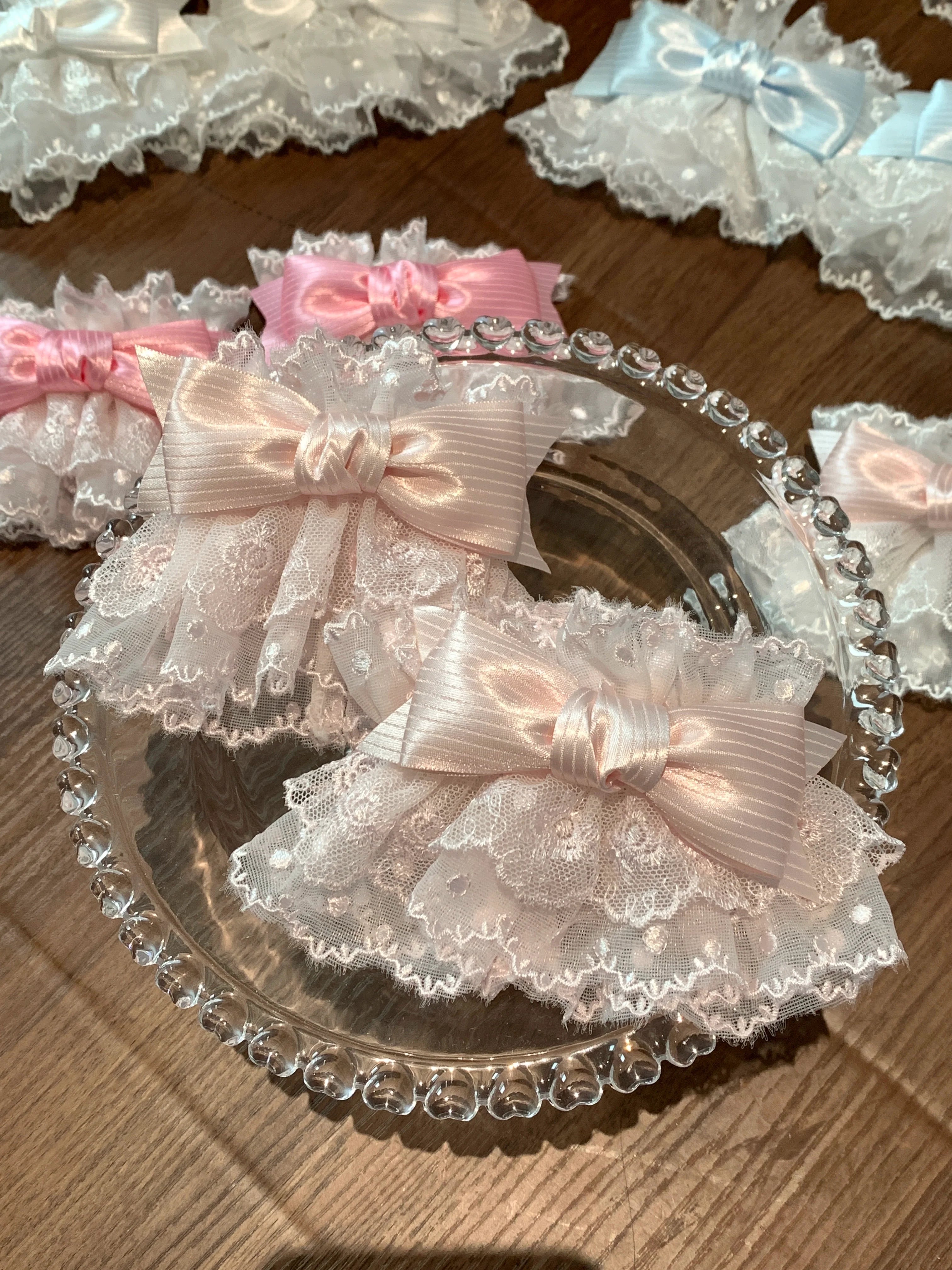 Sweet Lolita Lace Bow Cuffs, Elastic Wrist - image 18