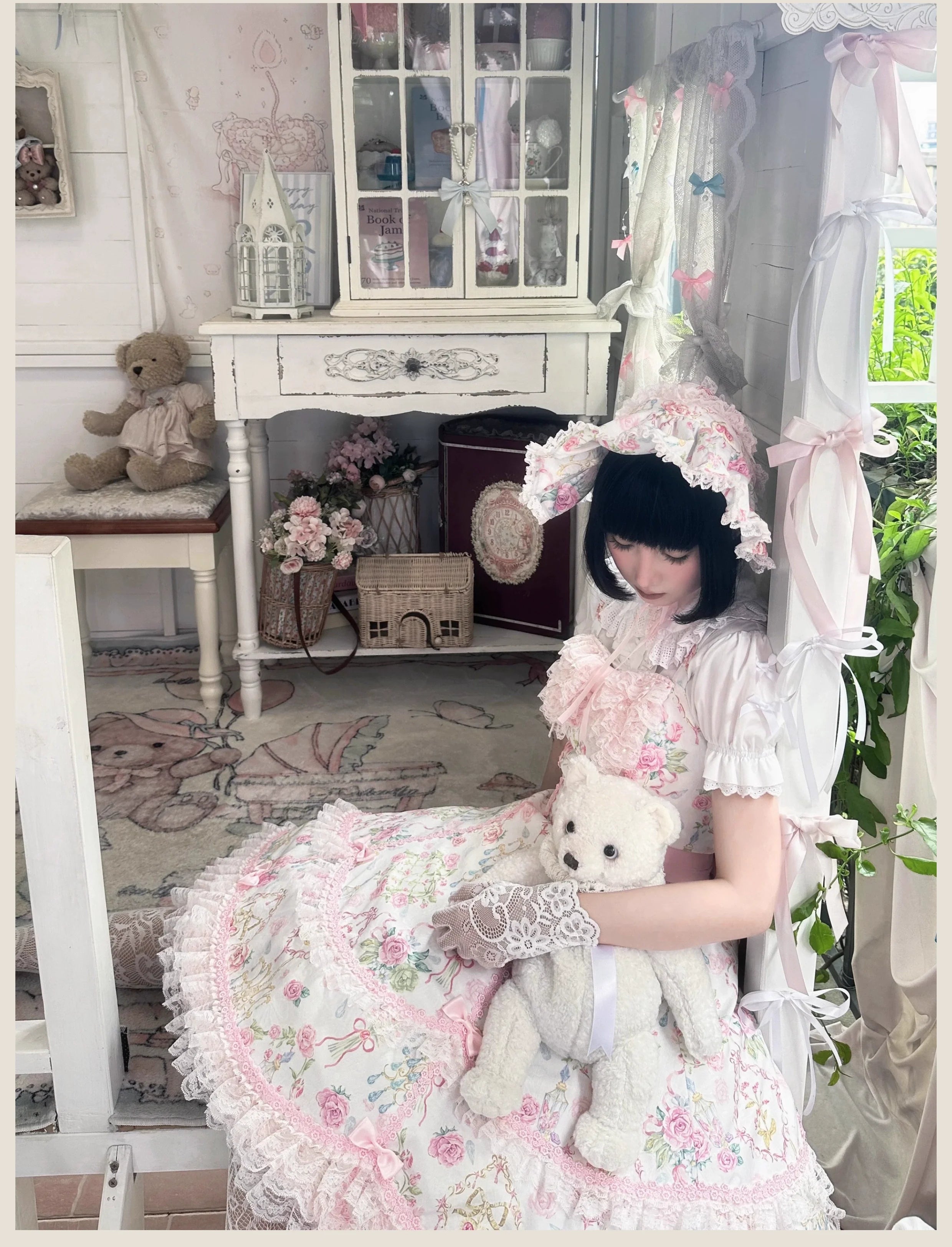 Spring 2025 - Floral Old School Lolita JSK Dress, Lace Trims - image 7