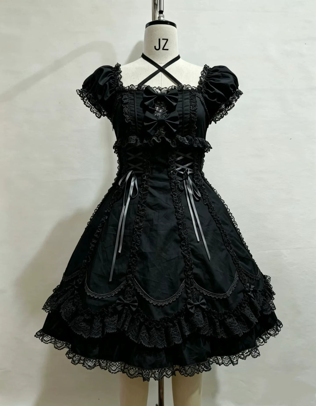 Cotton Old School Lolita Lace OP Dress, Three-tiered Back and Accessories - image 4