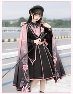 Chunlv Dark Pink Military Lolita OP Dress and Cloak - image 24