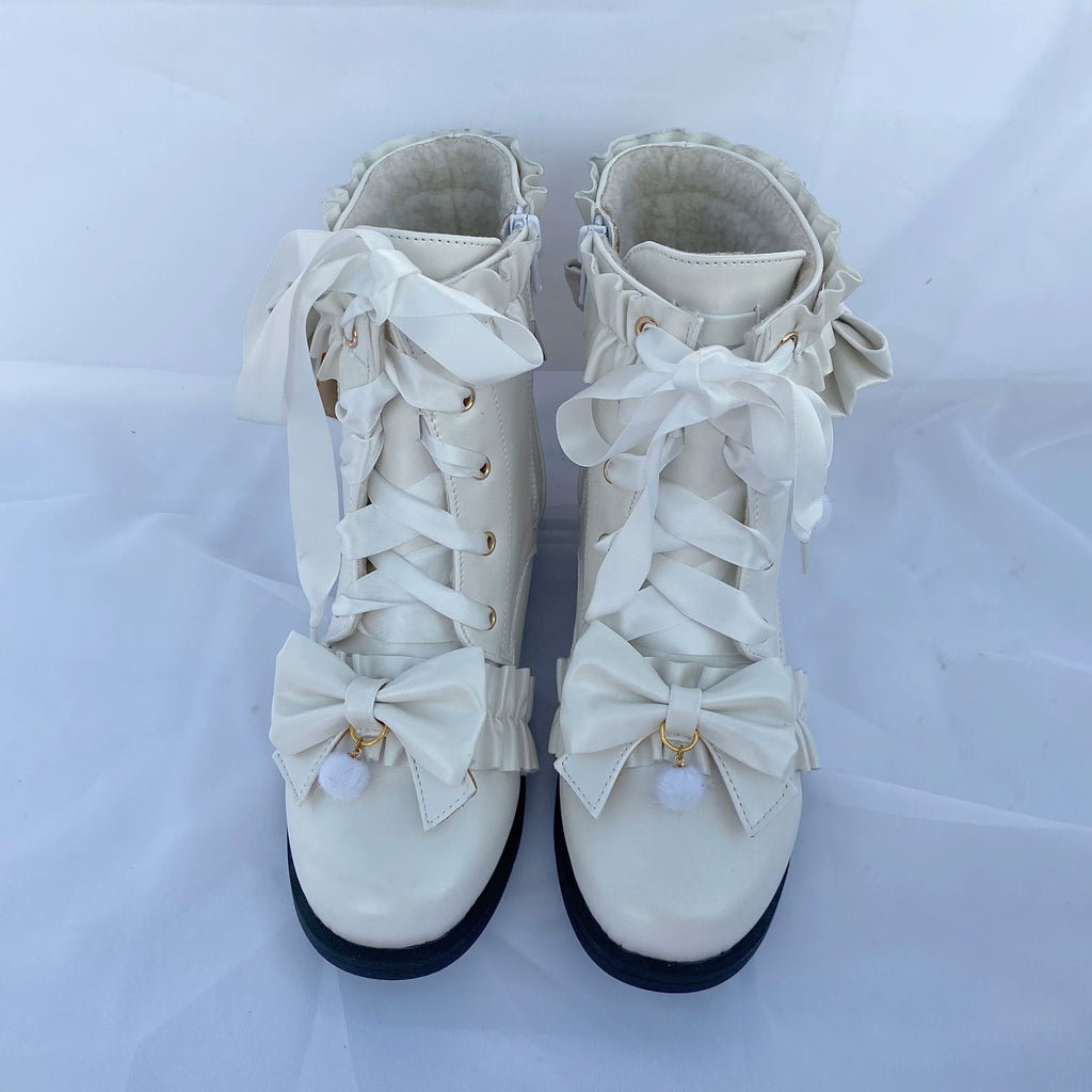 Enthusiastic Ideation - Elegant Lolita Shoes Fleeced Short Martin Boots - image 18