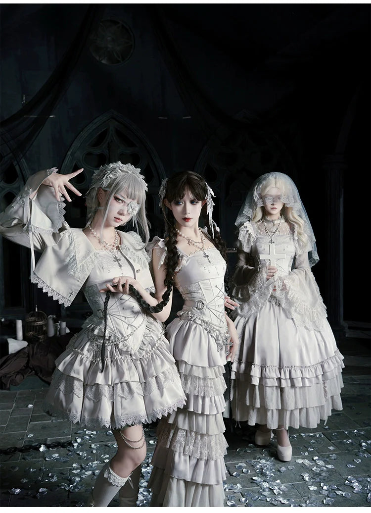 Humanoid Robot - Silver Gothic Lolita Mermaid Skirt Set - image 4