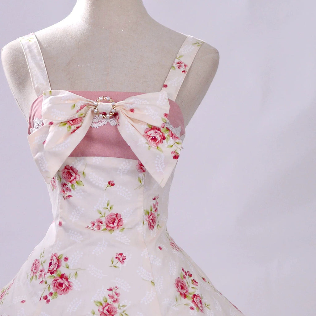 Rose Spring Romance - Cotton Old School Lolita JSK Dress, Floral Print - image 10