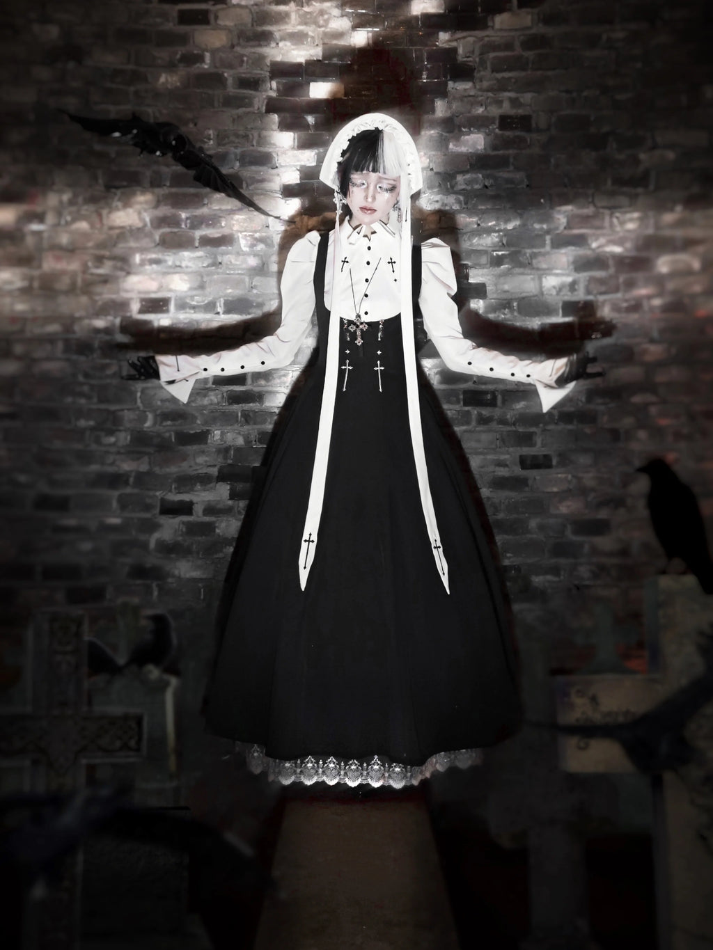 Gothic Lolita Bust-supporting JSK Set, Cross Embroidery - image 7