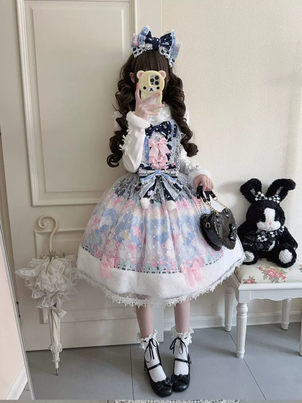 Candy Mary Cat - Fluffy Sweet Lolita JSK Dress, Kitten Print - image 6