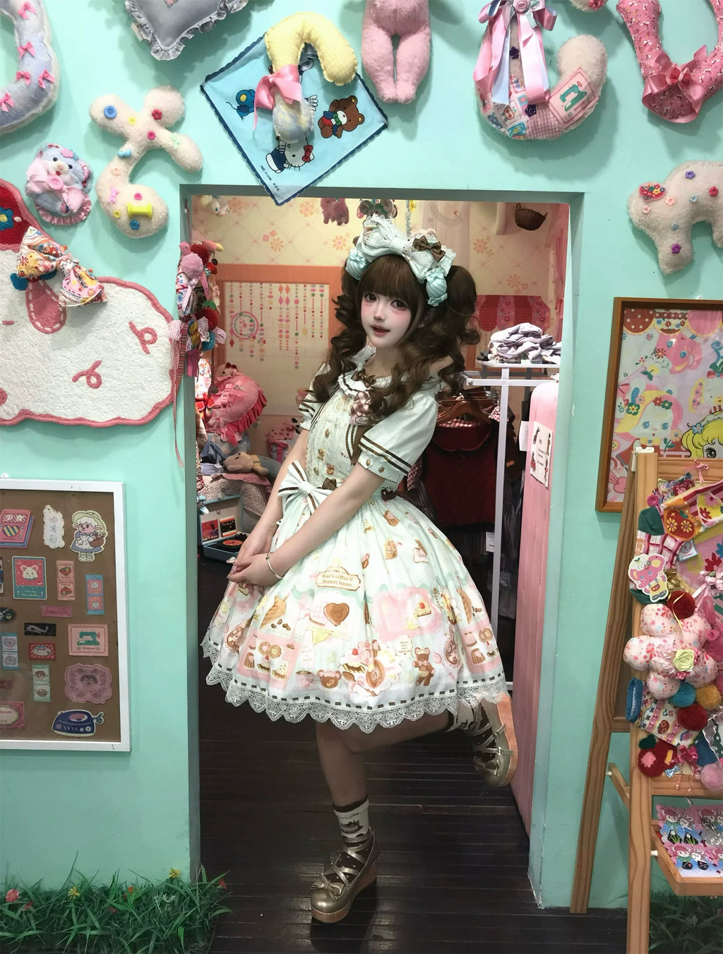 Dream Teahouse - Dessert Print Kawaii Lolita OP Dress Suit - image 12