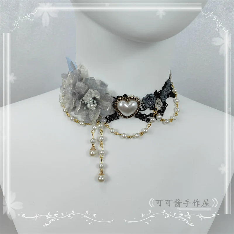 Elegant Lolita Rose Gemstone Pearl Necklace - image 18