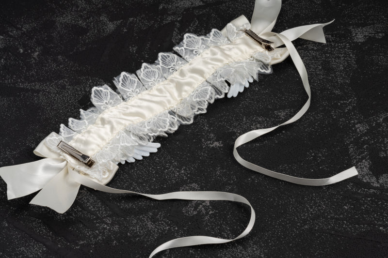 White Lace Angel Wing Gothic Lolita Hairband - image 9