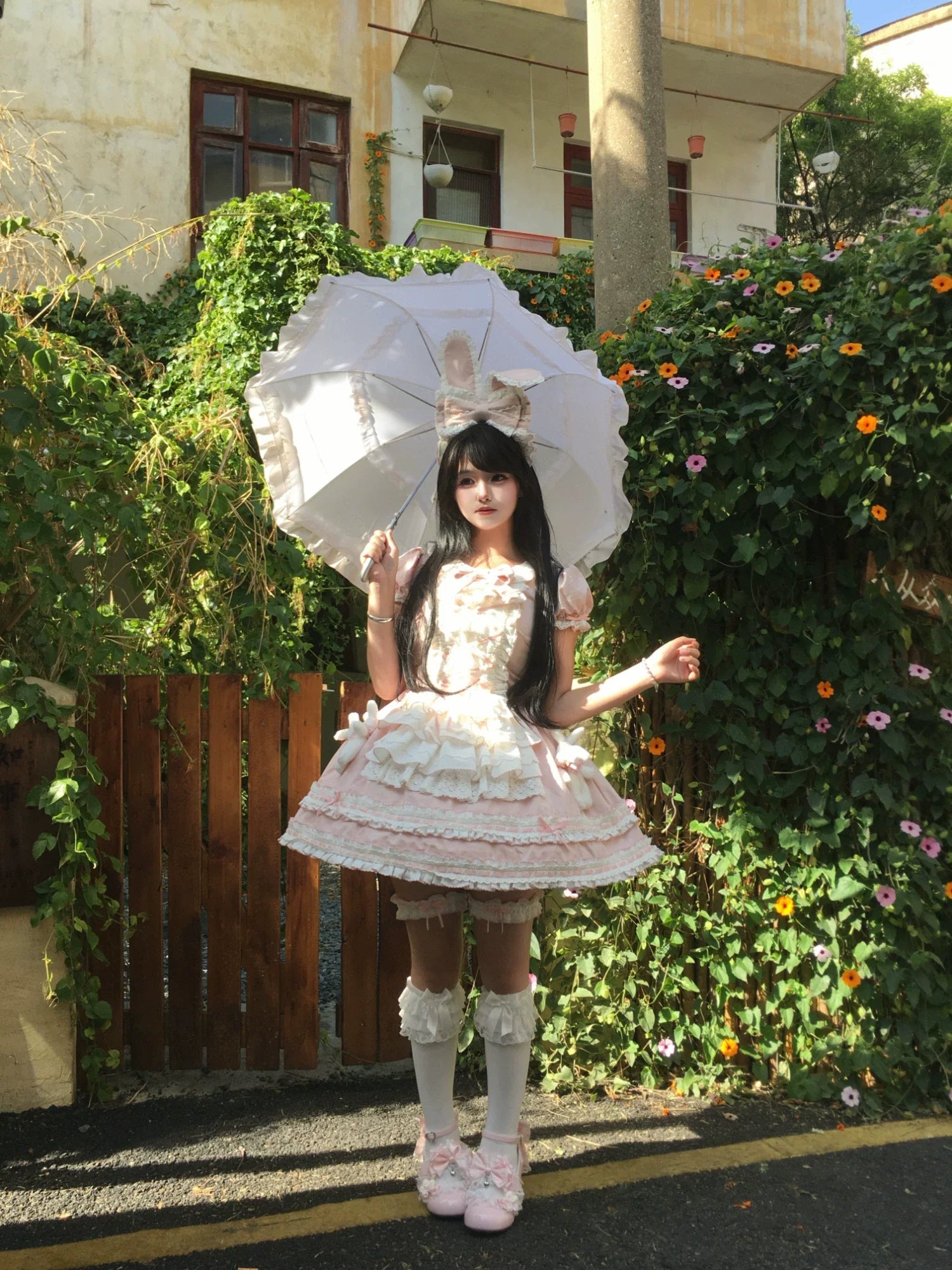 Coco Bunny - Cotton Old School Lolita OP Dress, Bunny Decoration and Accessories - image 16