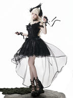 Star Swan Dream - Black Gothic Lolita JSK Dress, Swan Embroidery - image 8