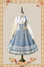 Elegant Lolita Stripe High-waist Jumper Dress Set and Cape - image 40