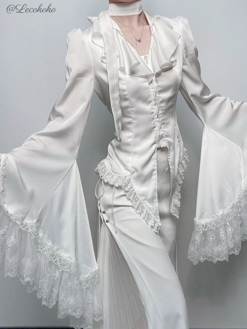 Butterfly Shadow - Gothic Lolita Ruffled Tailcoat Blouse - image 1