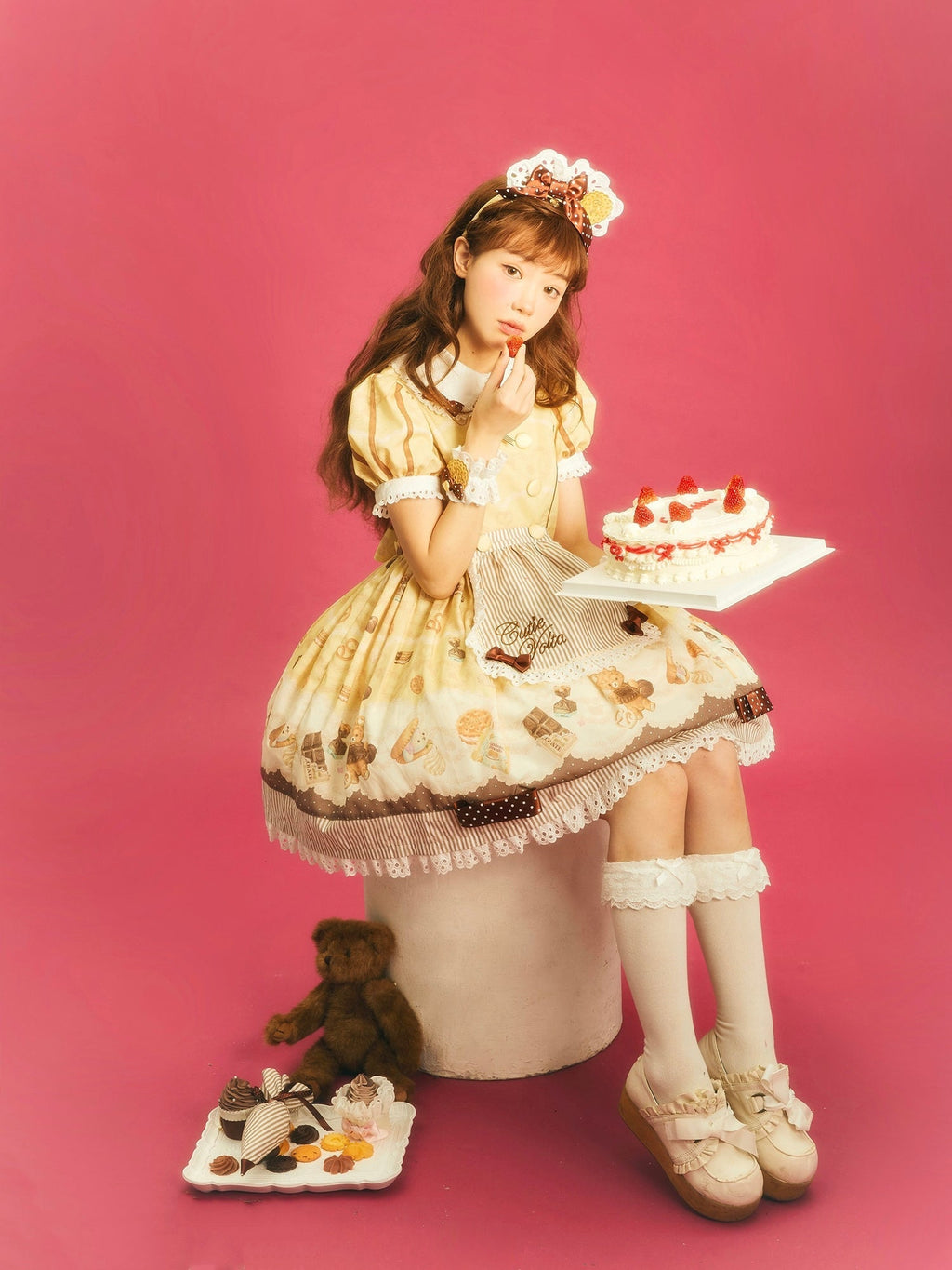 Patisserie Forever Happiness Yellow Apron Sweet Lolita OP Dress Set - image 12