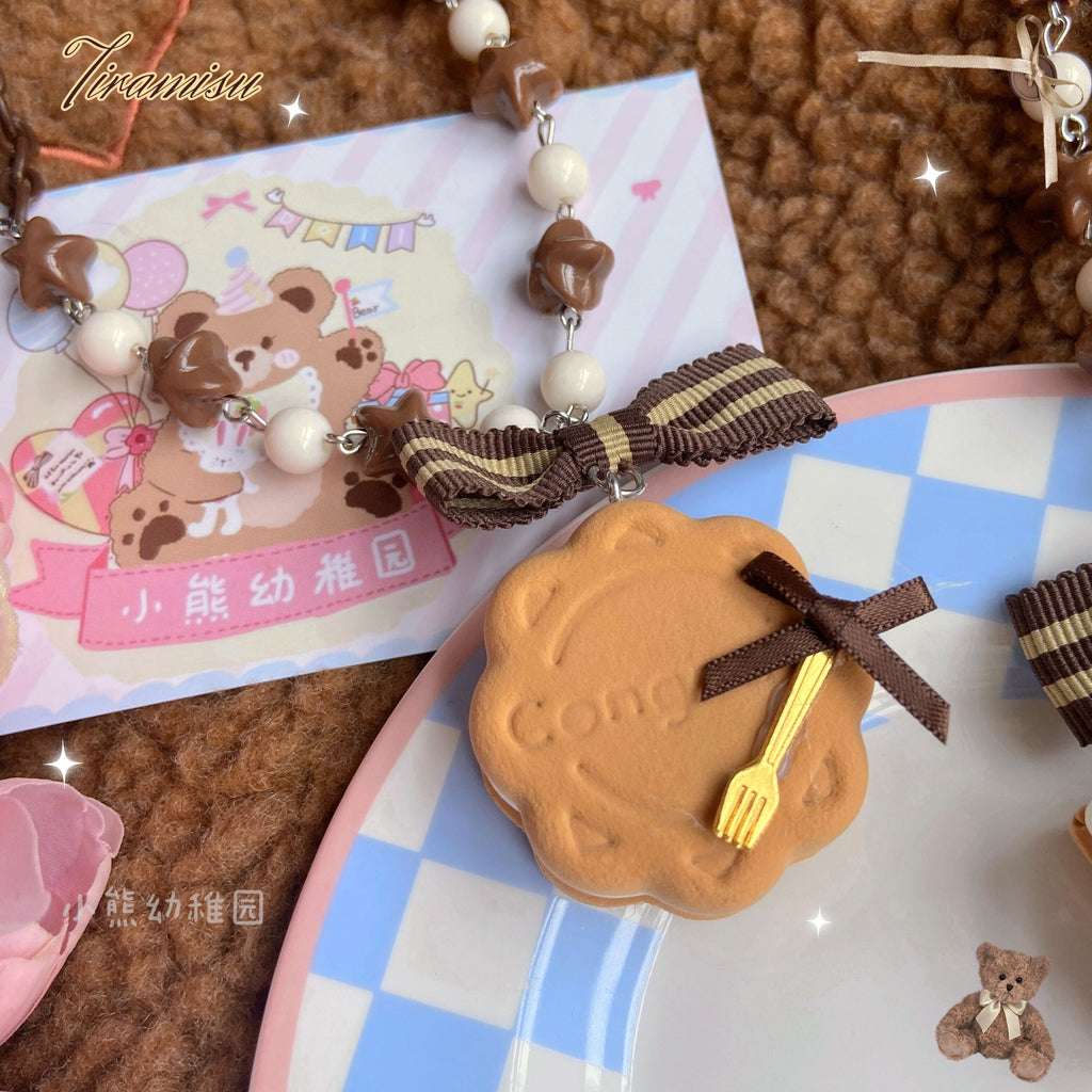 Sweet Cookie Charm Set - Kawaii Lolita Necklace and Hairclip - image 2