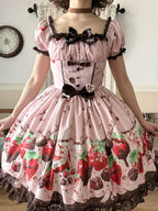 Strawberry Chocolate Lovers Sweet Lolita Embroidered Dress - image 4