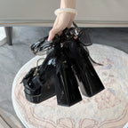 Puff Party - Elegant Lolita Chunky Heel Shoes with Bows and Straps - image 10