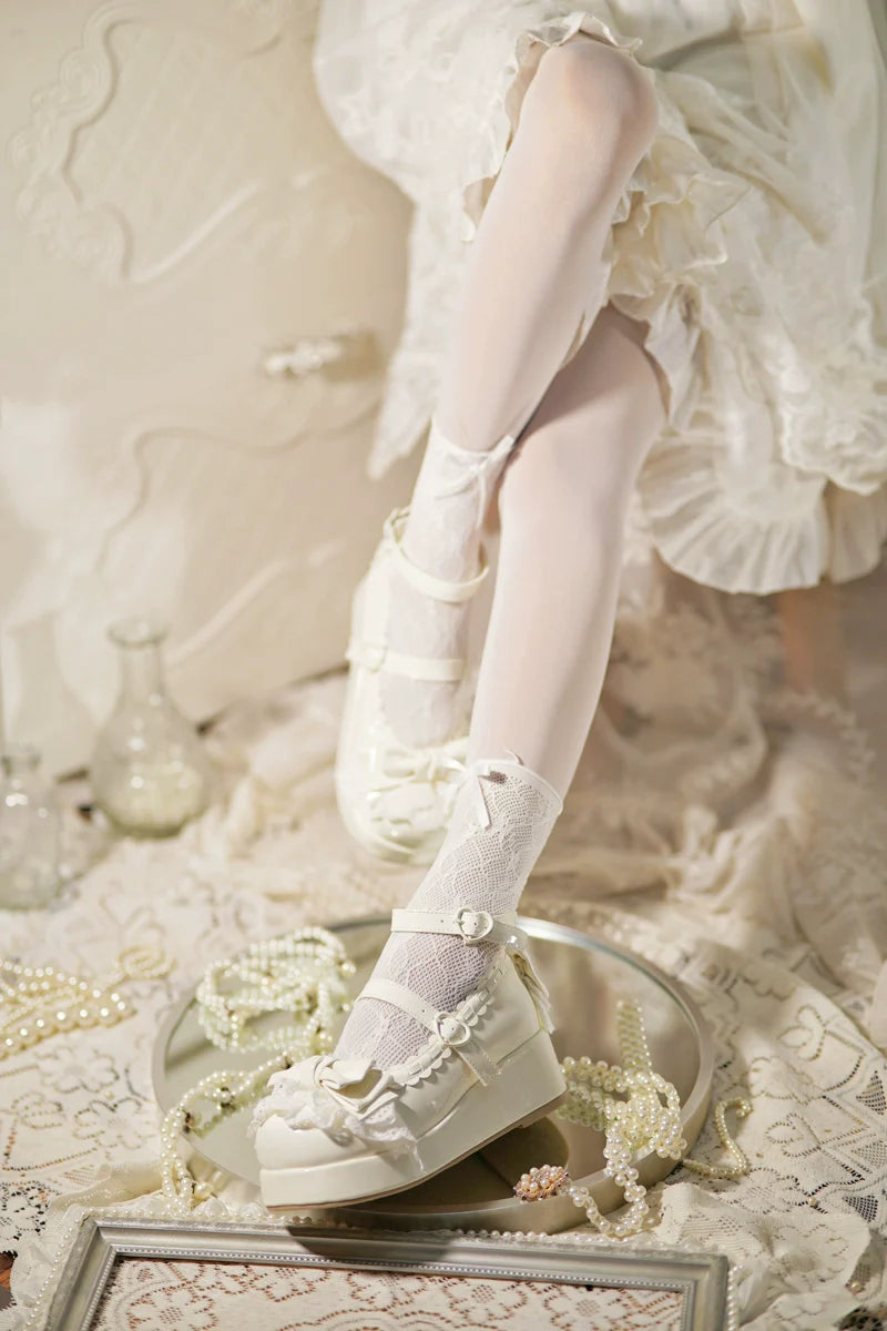 Milky Puff - Sweet Lolita Heels Shoes, Round Toe With Petite Wedge - image 25