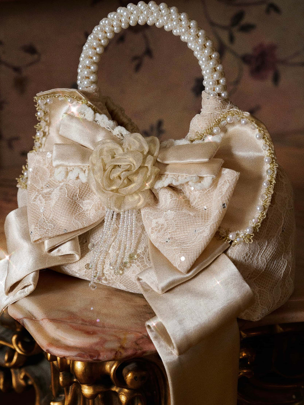 Slavic Heiress - Satin Gilded Bow Lolita Handbag - image 3
