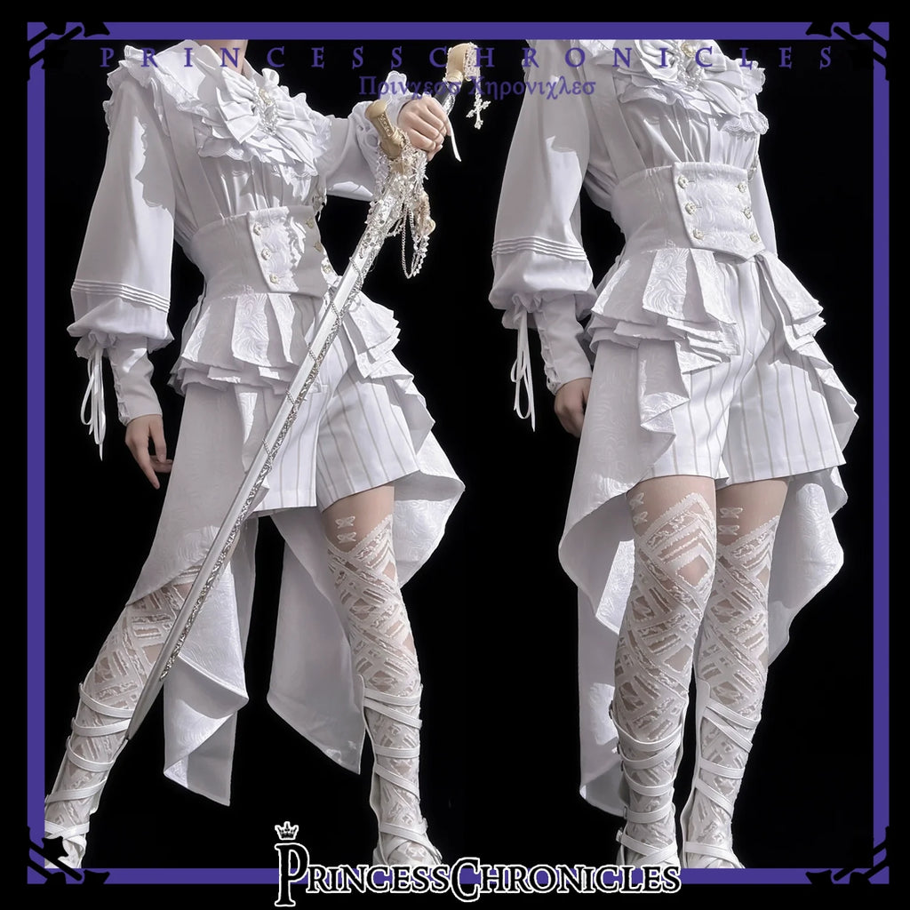 Rabbit Theater White Moonlight - Ouji Lolita Shorts Set, Rabbit Hat - image 9