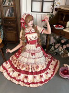 A Red Apple - Sweet Lolita JSK Dress, Tiered Hem Apron and Accessories - image 5