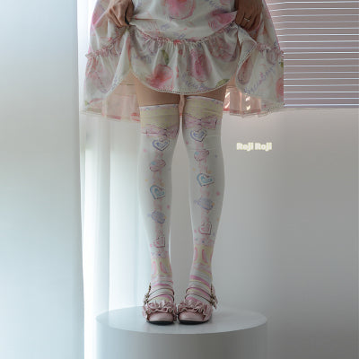 Macaron Printed Lolita Knee Stockings - image 8