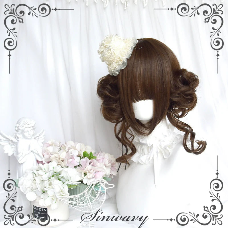 Kawaii Brown Bun Ponytail Lolita Wig - image 7